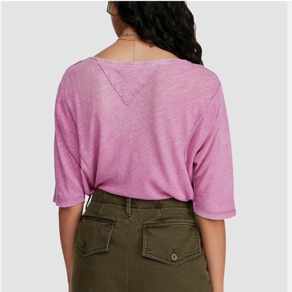 Like New Free People Head in the Clouds Distressed V-Neck in Electric Boom - Picture 5 of 11